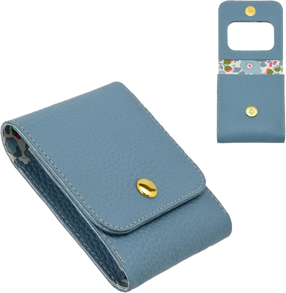 Amazon.co.jp: HIGHCAMP リップケース リップポーチ ミラー付き 本革